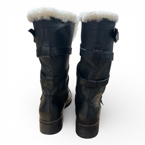 COACH  Black Shearling Moto Boots - Picture 3 of 6